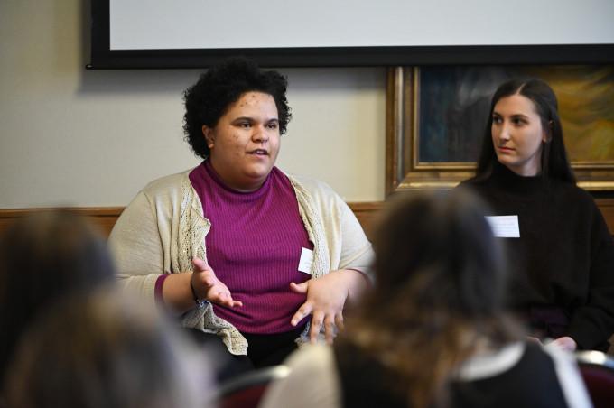 Rachael Blaine '21, associate copy writer at WebFX during the Getting It 'Write' session.